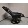 Nové kožené relax křeslo s taburetkou černé