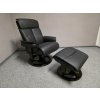 Nové kožené relax křeslo s taburetkou černé