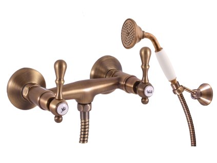 MORAVA RETRO - Sprchový set s baterií, Stará mosaz (Bronz) MK480.5/2SM, RAV Slezák (Barva Stará mosaz (Bronz), Rozměr 100 mm)