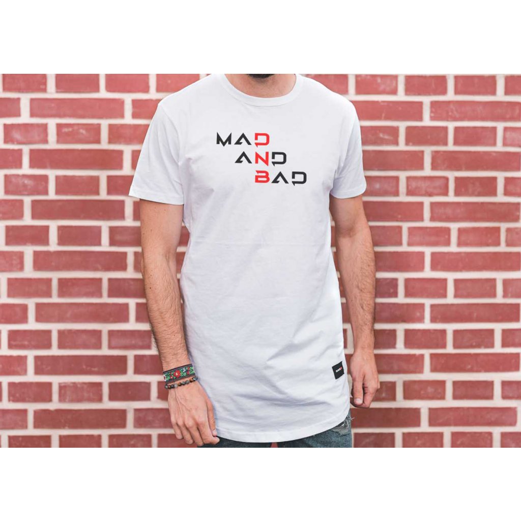 Prodloužené bílé tričko | MAD AND BAD