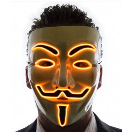 Svítící maska Anonymous Vendeta | Žlutá