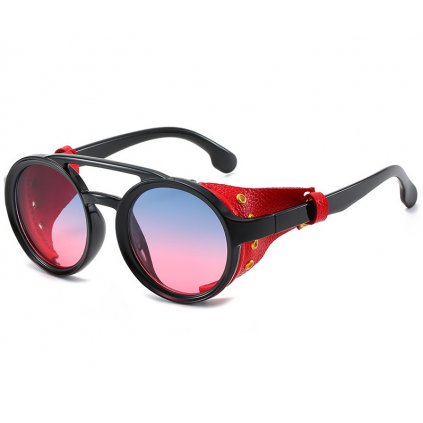 STEAMPUNK brýle s koženým bočním štítem | Red