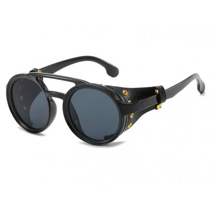 STEAMPUNK brýle s koženým bočním štítem | Černé