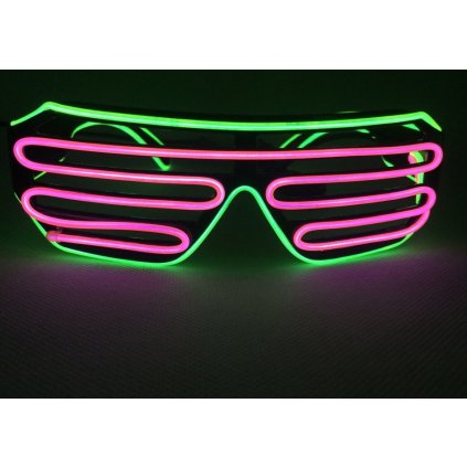 Svítící brýle Shutter style multicolor | Zelená & Fialová