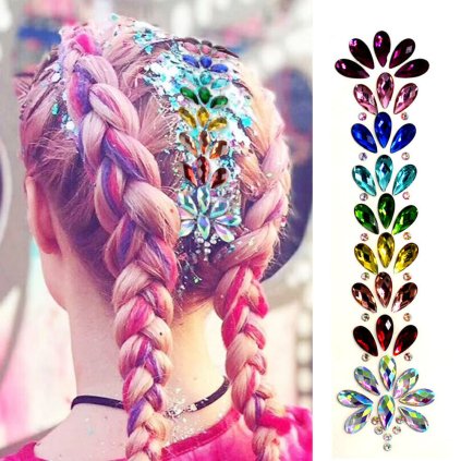 Samolepící kamínky na vlasy | Multicolor