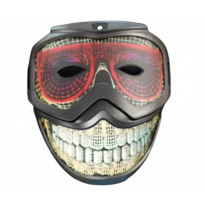 LED svítící maska reagující na zvuk - Smile Skull