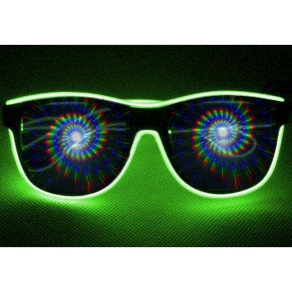 Difrakční svítící brýle | Zelené