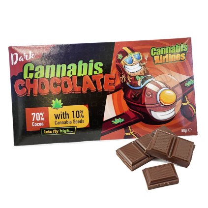 Cannabis Airlines Dark Chocolate with Cannabis Seeds THC Free (20x80g)