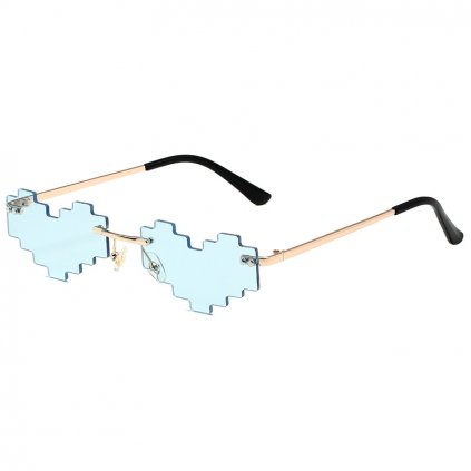 Párty brýle PIXEL SRDCE  | Světle modré