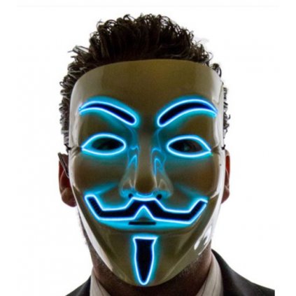 Svítící maska Anonymous Vendeta | Modrá