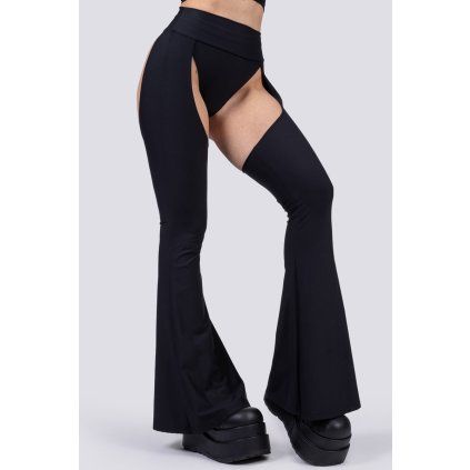 black bell bottoms chaps close view