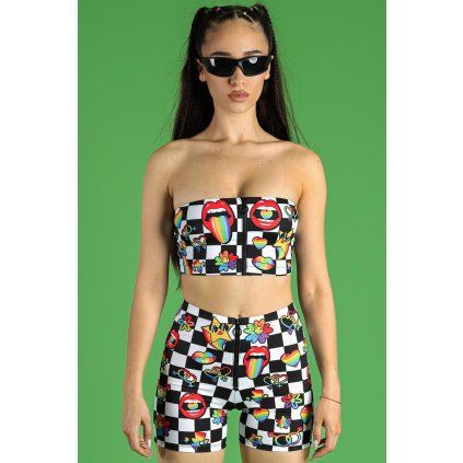 pride stickerbomb front zip tube top front view