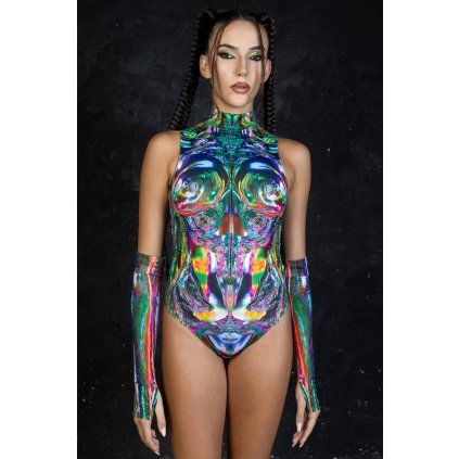 multichrome skin sleeveless bodysuit front view