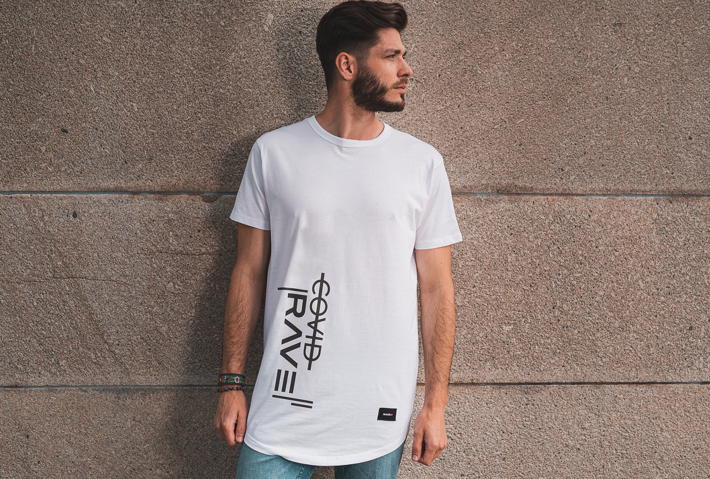 Levně RAVE Prodloužené bílé tričko | ANTICOVID