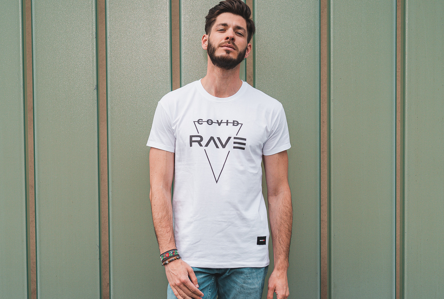 Levně Bílé tričko | Rave COVID TRIANGLES