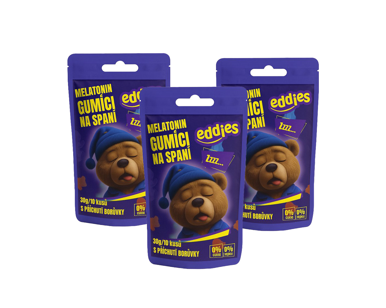 3x Eddies - Gumídci na spánek s melatoninem - 10ks