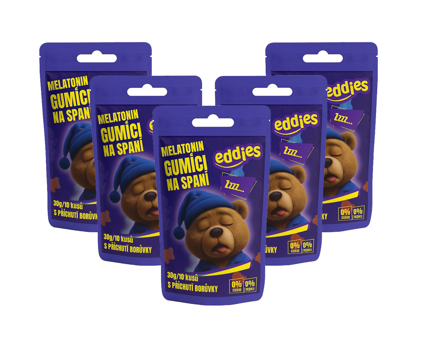 5x Eddies - Gumídci na spánek s melatoninem - 10ks