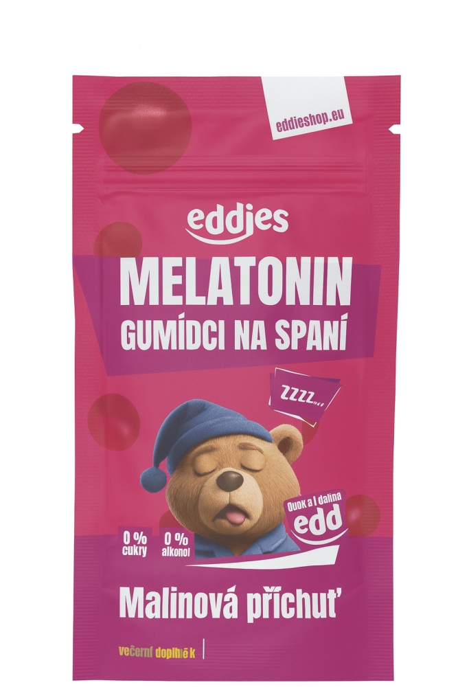 Eddies - Gumídci na spánek s melatoninem vegan malina cestovní balení 10ks