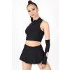 black half zip crop top side view