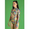 rainbow glitch cut out long sleeved bodysuit side view