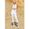 white cut out catsuit front view