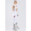 white cut out catsuit studio side view