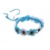Svietiaca kvetinová čelenka do vlasov - modrobiela
