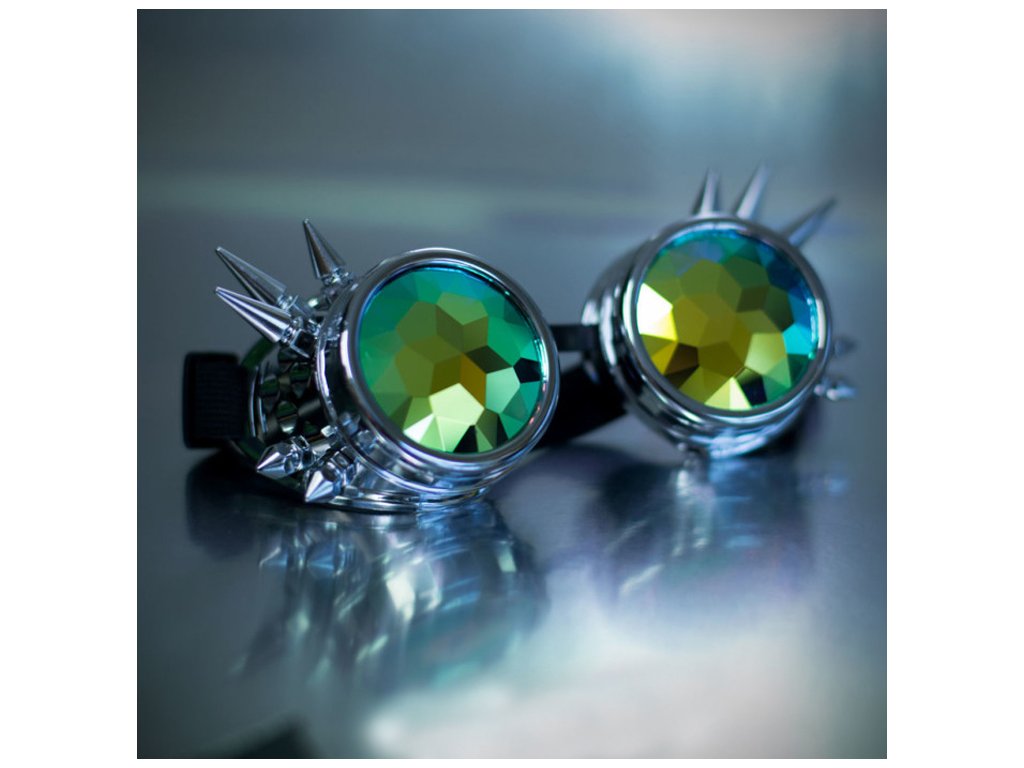 1100 4 kaleidoskopicke google bryle s ostny stribrne