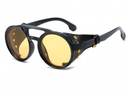 STEAMPUNK-Brille mit Seitenschutz aus Leder Gold