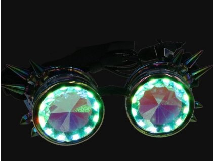 Kaleidoskopisch leuchtende LED GOOGLES | STEAMPPUNK