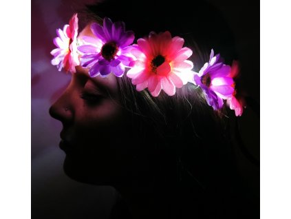 Glänzendes Blumen-Stirnband für Haare - lila-rosa