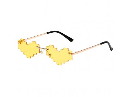 Party glasses PIXEL HEARTS | Yellow