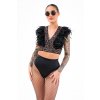 Sequined top with feathers