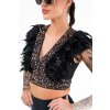 Sequined top with feathers