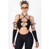 9044 black cut out o ring jumpsuit close view