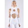9101 white cut out catsuit studio front view
