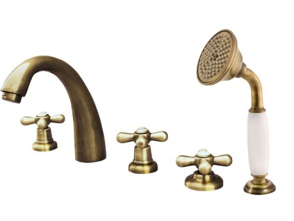 MORAVA RETRO - Vanová baterie 5-otvorová, Stará mosaz (Bronz) MK176.0PSM, RAV Slezák (Barva Stará mosaz (Bronz), Rozměr 3,8")