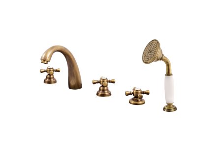 MORAVA RETRO - Vanová baterie 5-otvorová, Stará mosaz (Bronz) MK376.0PSM, RAV Slezák (Barva Stará mosaz (Bronz), Rozměr 3,8")