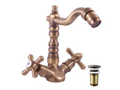 MORAVA RETRO - Bidetová baterie s výpustí, Stará mosaz (Bronz) MK121.0/9SM, RAV Slezák (Barva Stará mosaz (Bronz), Rozměr 3,8")