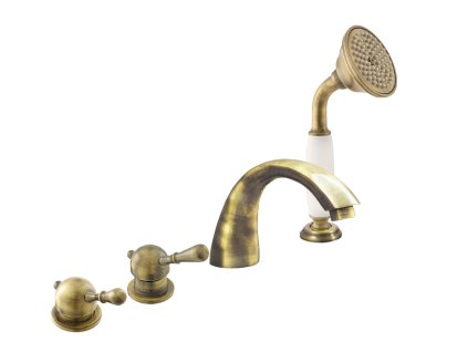 LABE - Vanová baterie 4-otvorová, Stará mosaz (Bronz) L469.0PSM, RAV Slezák (Barva Stará mosaz (Bronz), Rozměr 3,8")