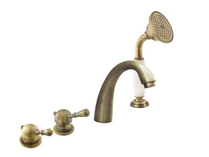 LABE - Vanová baterie 4-otvorová, Stará mosaz (Bronz) L476.0PSM, RAV Slezák (Barva Stará mosaz (Bronz), Rozměr 3,8")