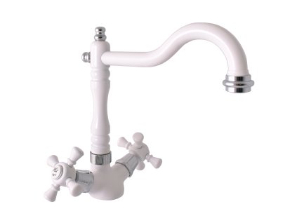 MORAVA RETRO - Dřezová baterie, Bílá/Chrom MK320.0/8BC, RAV Slezák (Barva bílá/chrom, Rozměr 3,8")