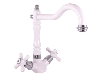 MORAVA RETRO - Dřezová baterie, Bílá/Chrom MK120.0/8BC, RAV Slezák (Barva bílá/chrom, Rozměr 3,8")