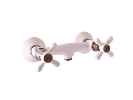 MORAVA RETRO - Sprchová baterie, Bílá/Stará mosaz (Bronz) MK180.5BSM, RAV Slezák (Barva Bílá/Stará mosaz (Bronz), Rozměr 100 mm)