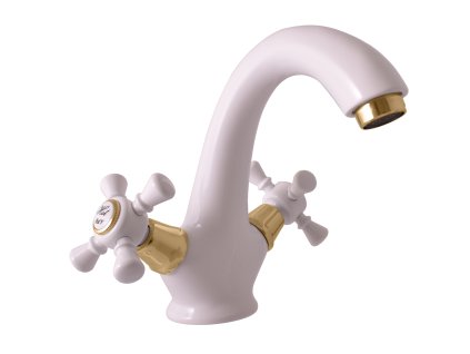 MORAVA RETRO - Umyvadlová baterie bez výpusti, Bílá / Zlatá MK328.0BZ, RAV Slezák (Barva Bílá / Zlatá, Rozměr 3,8")