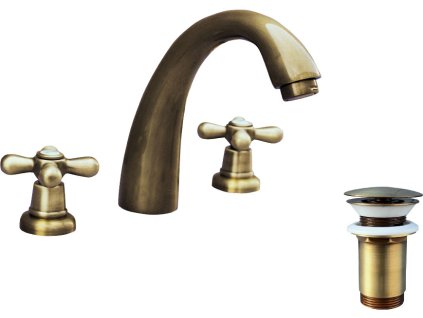 MORAVA RETRO - Umyvadlová baterie s výpustí, Stará mosaz (Bronz) MK133.0SM, RAV Slezák (Barva Stará mosaz (Bronz), Rozměr 3,8")