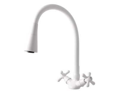MORAVA RETRO - Umyvadlová/dřezová baterie s flexibilním ramínkem bez výpusti, Bílá - lesklá MK120.0/13B, RAV Slezák (Barva Bílá - lesklá, Rozměr 3,8")