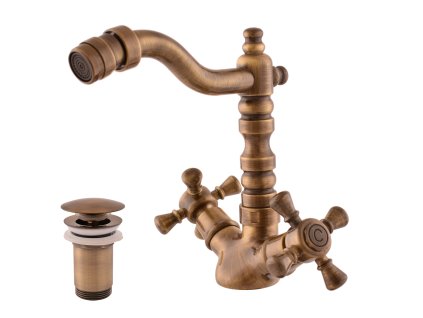 MORAVA RETRO - Bidetová baterie s výpustí, Stará mosaz (Bronz) MK321.0/9SM, RAV Slezák (Barva Stará mosaz (Bronz), Rozměr 3,8")