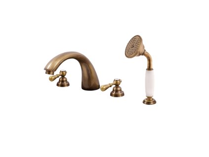 MORAVA RETRO - Vanová baterie 4-otvorová, Stará mosaz (Bronz) MK469.0SSM, RAV Slezák (Barva Stará mosaz (Bronz), Rozměr 3,8")