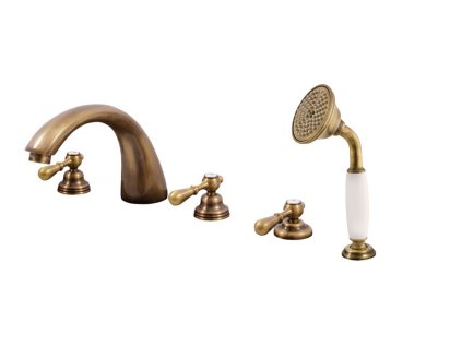 MORAVA RETRO - Vanová baterie 5-otvorová, Stará mosaz (Bronz) MK469.0PSM, RAV Slezák (Barva Stará mosaz (Bronz), Rozměr 3,8")